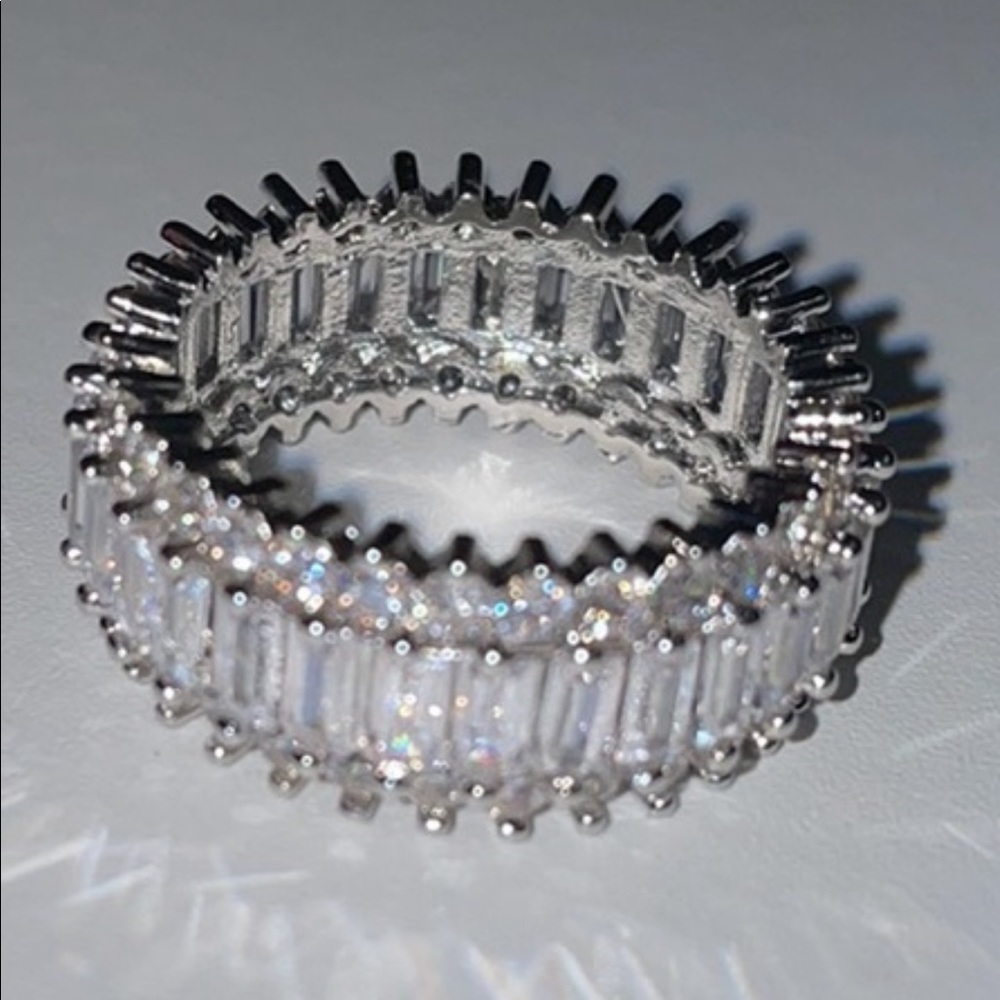 💎925  STERLING LUXURY DIAMOND SILVER  RING - Picture 2 of 8